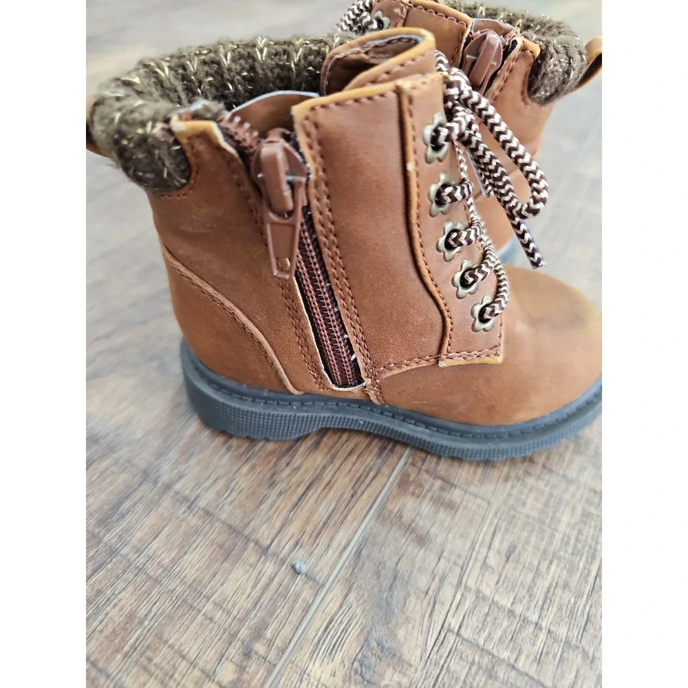Wonder Nation Baby SIZE 4 Girls Brown Sweater Lined Moto Boots/camping/walks!